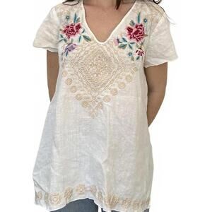 Johnny Was Women's White and Cream Blouse Size S